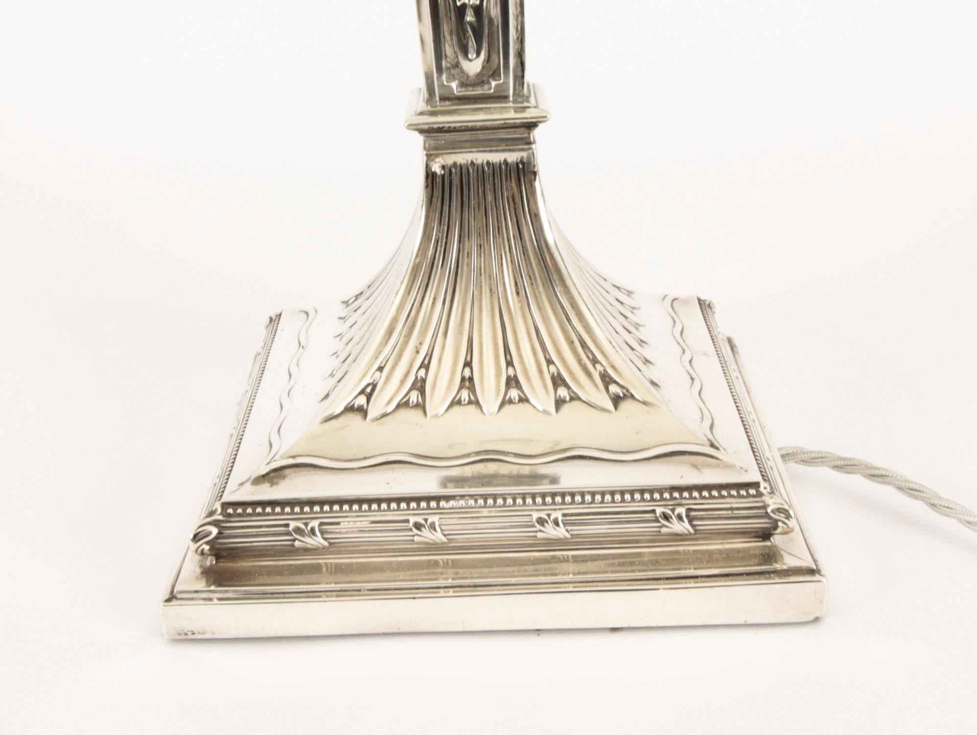 Antique Victorian Sterling Silver Neo Classical Column Table Lamp 1900 4