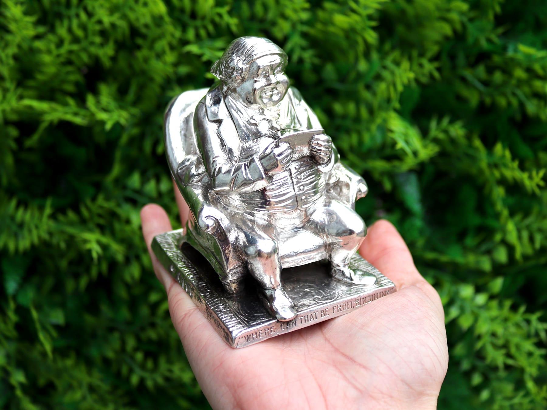 An exceptional, fine and impressive antique Victorian English sterling silver novelty inkwell; an addition to our novelty silverware collection.

This exceptional, fine and impressive antique Victorian cast sterling silver inkwell has been