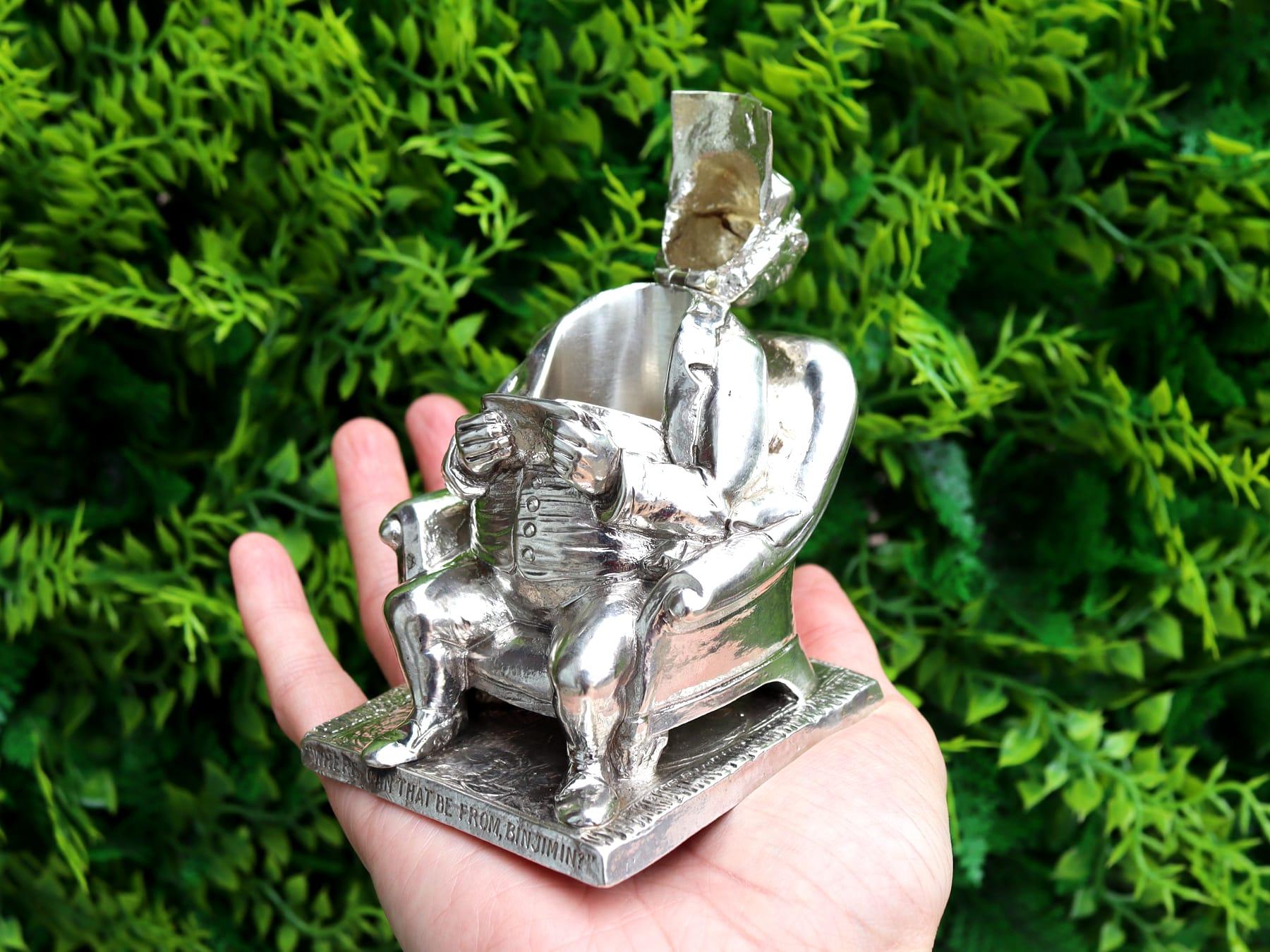 English Antique Victorian Sterling Silver Novelty Inkwell (1885) For Sale