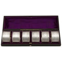Antique Victorian Sterling Silver Numbered Napkin Rings Set of Six 1869