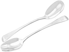 Antiguos Servidores de Ensalada Victorianos de Plata de Ley con Patrón Inglés Antiguo