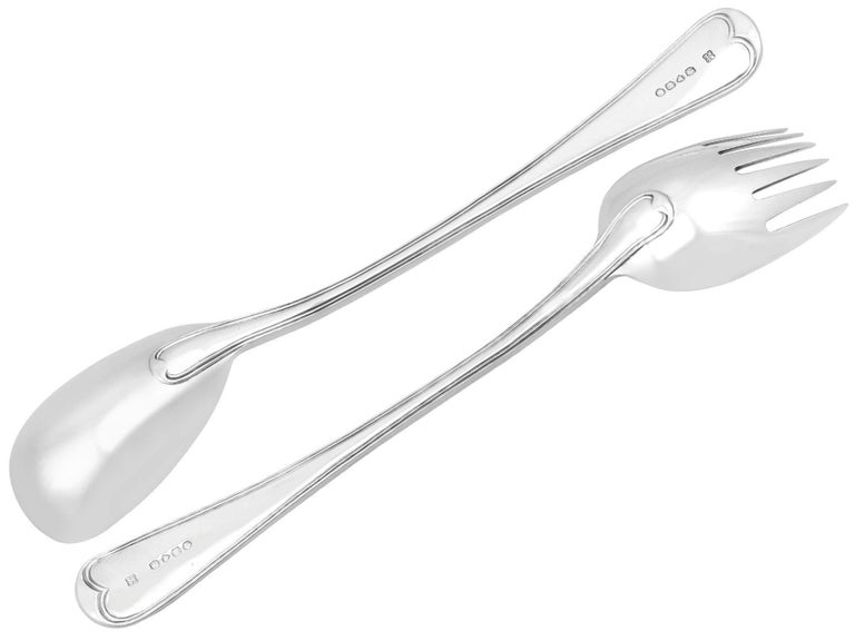 Antique Victorian Sterling Silver Old English Thread Pattern Salad