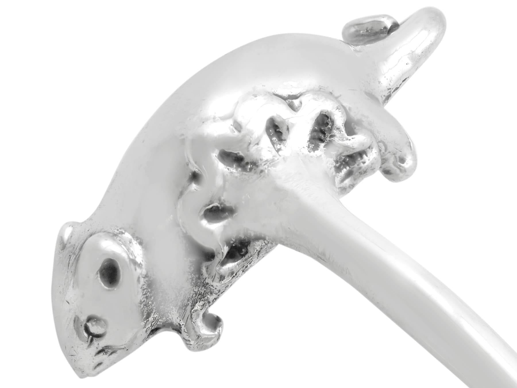 Antique Victorian Sterling Silver Owl Mustard Pot (1879) 6