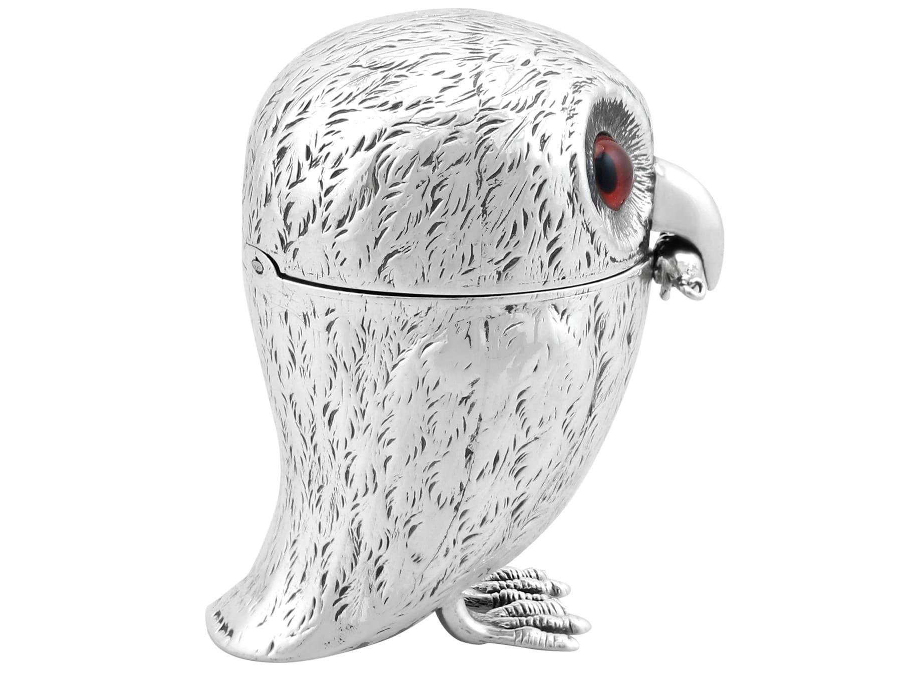 Late 19th Century Antique Victorian Sterling Silver Owl Mustard Pot (1879)
