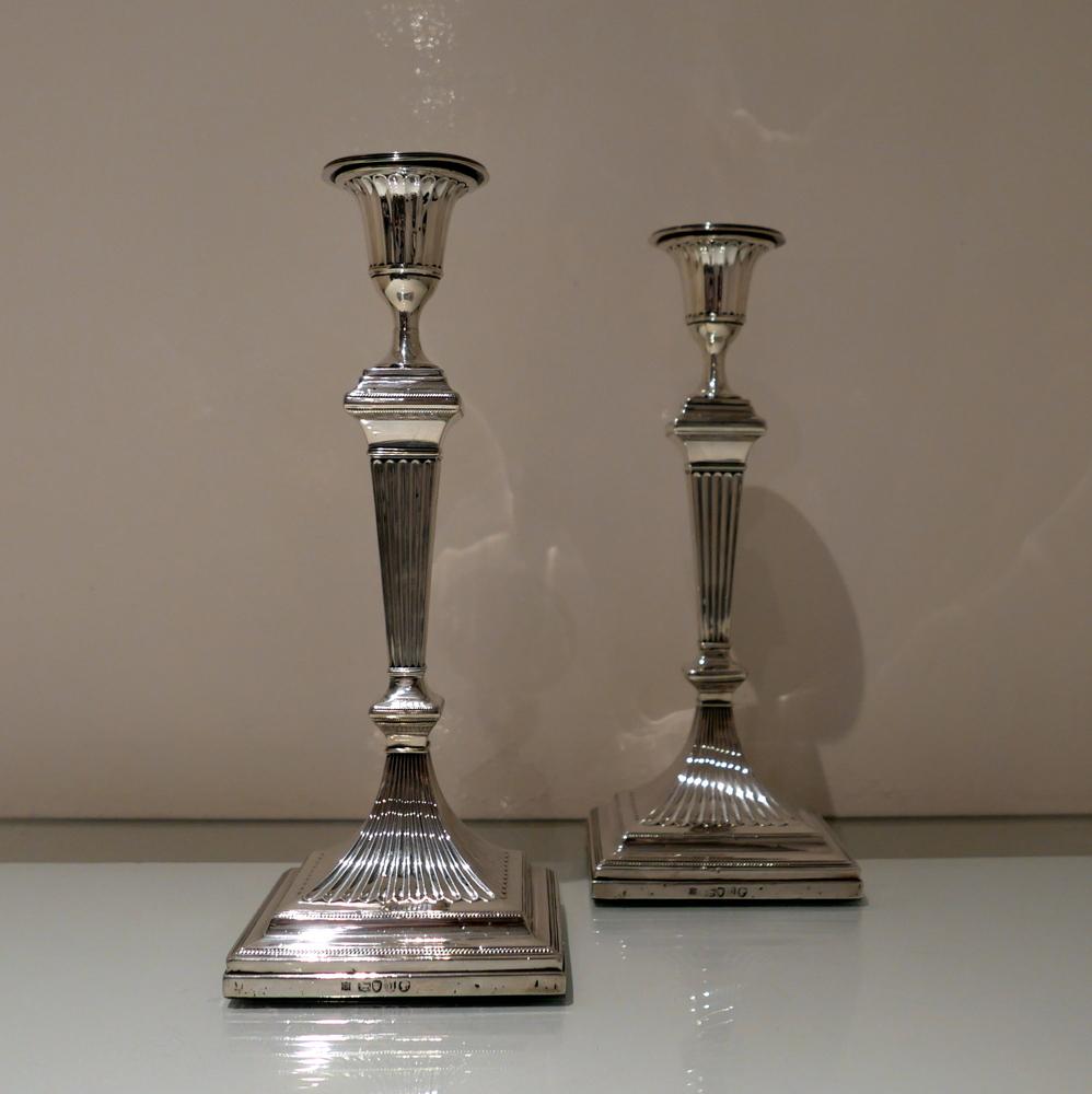 Antique Victorian Sterling Silver Pair Candlesticks London 1887 Edward Hutton For Sale 2