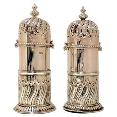 Antique Victorian Sterling Silver Pair Sugar Casters London 1900-1901 George Fox