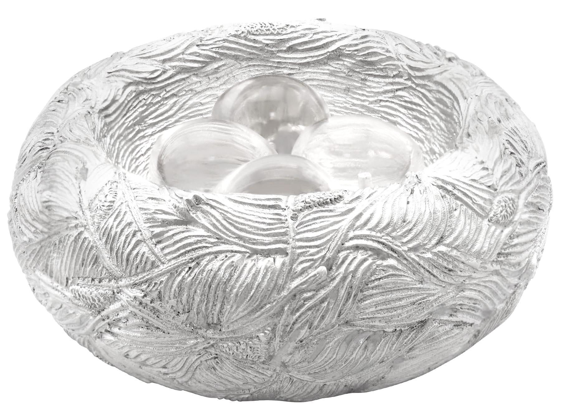 Antiker viktorianischer Sterling Silber Briefbeschwerer / Modell eines Nestes (Spätes 19. Jahrhundert) im Angebot