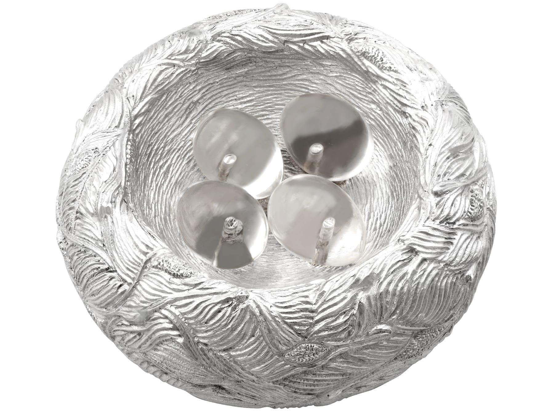 Antiker viktorianischer Sterling Silber Briefbeschwerer / Modell eines Nestes im Angebot 1