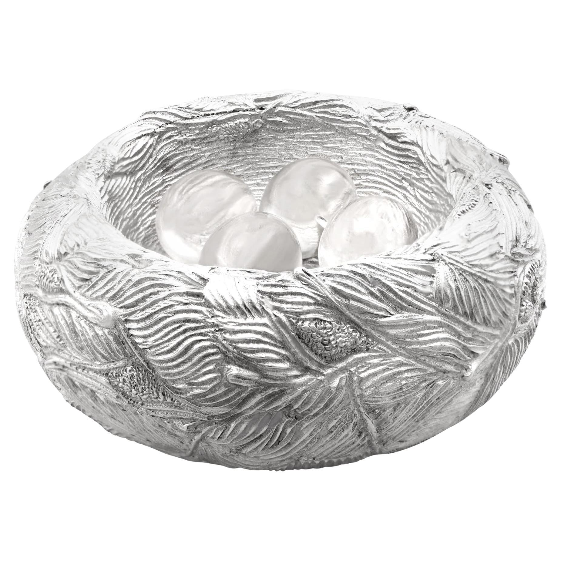 Antiker viktorianischer Sterling Silber Briefbeschwerer / Modell eines Nestes im Angebot