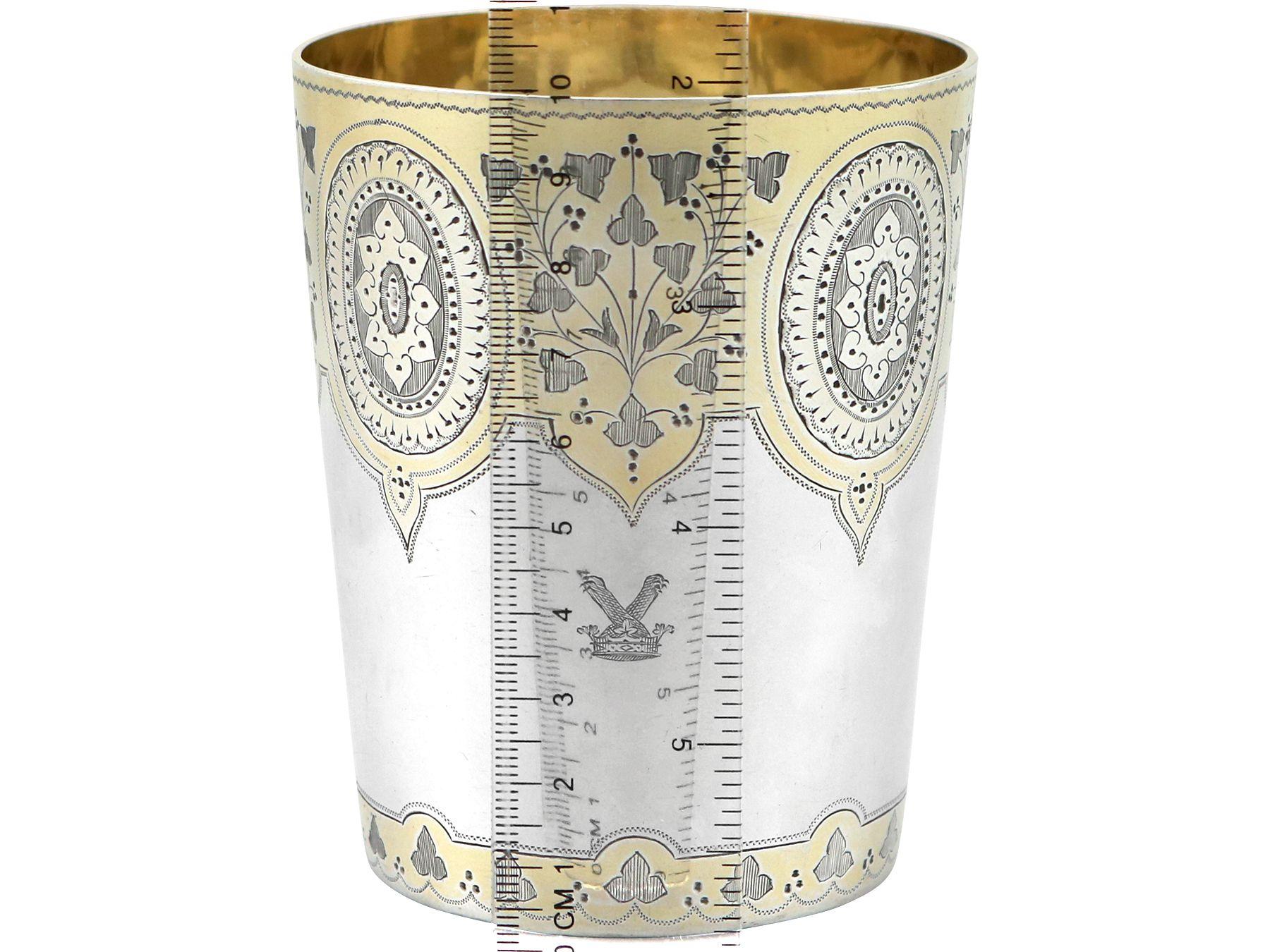 Victorian 1873 Sterling Silver Parcel Gilt Beaker For Sale 4