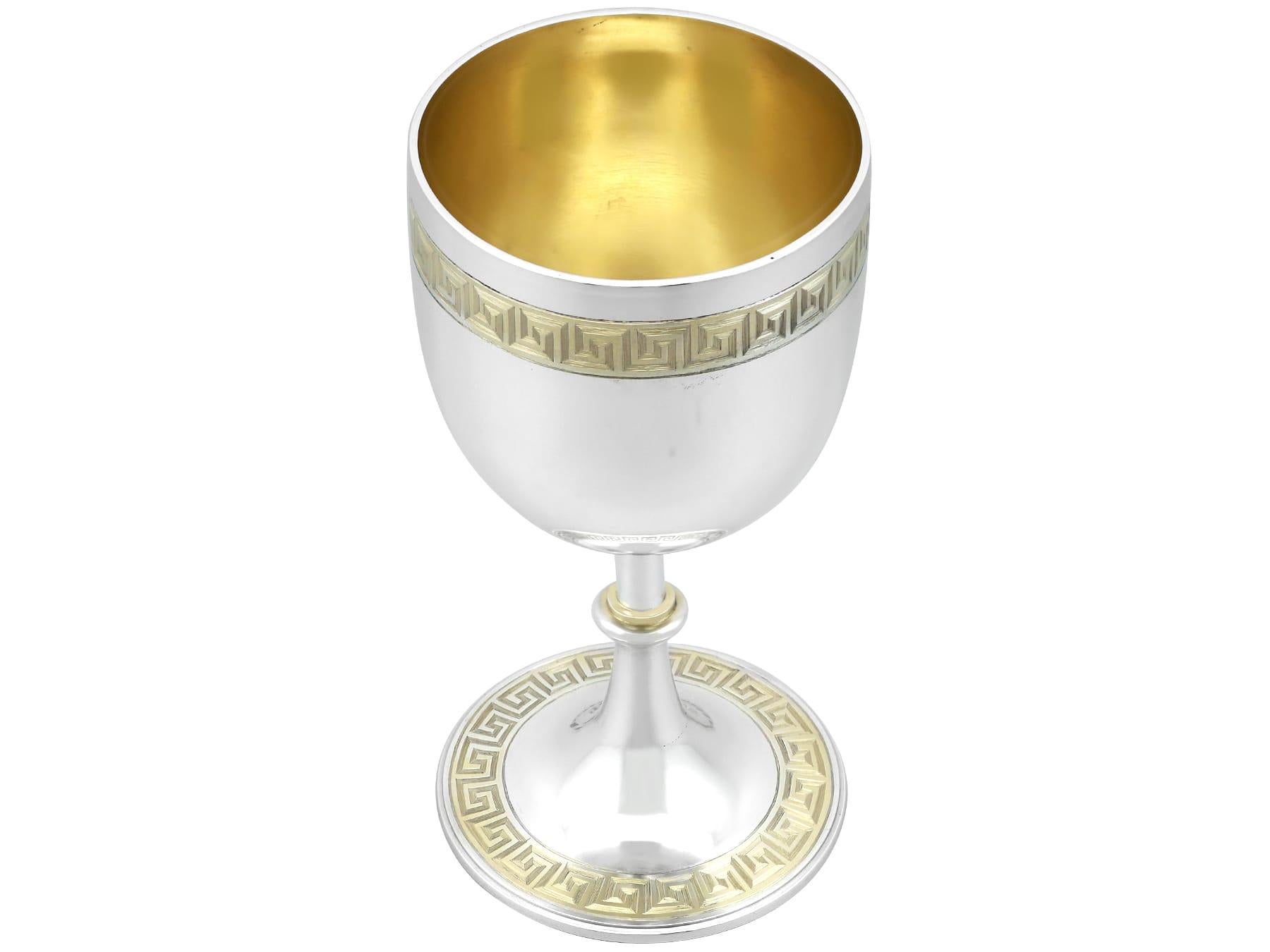 An exceptional, fine and impressive antique Victorian sterling silver parcel gilt goblet; an addition to our London silver wine and drinks related silverware collection.

This exceptional antique Victorian London sterling silver goblet has a