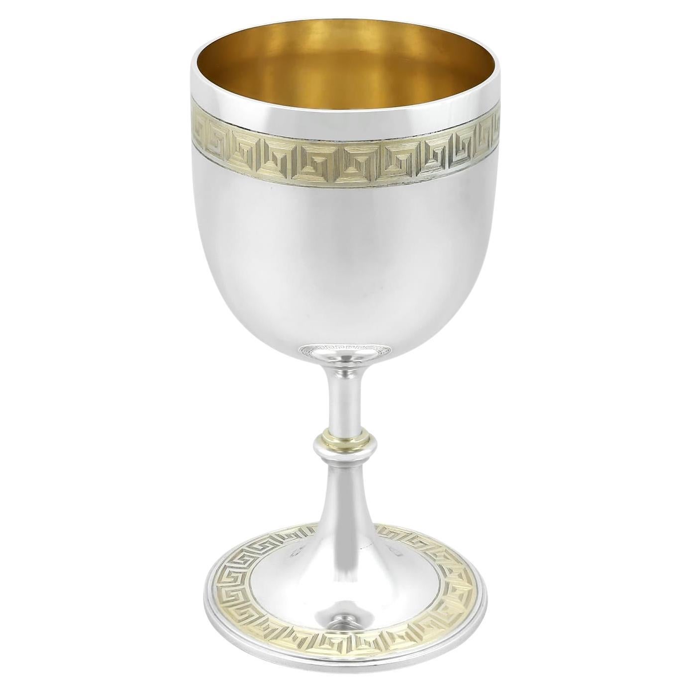 Victorian Sterling Silver Parcel Gilt Goblet For Sale