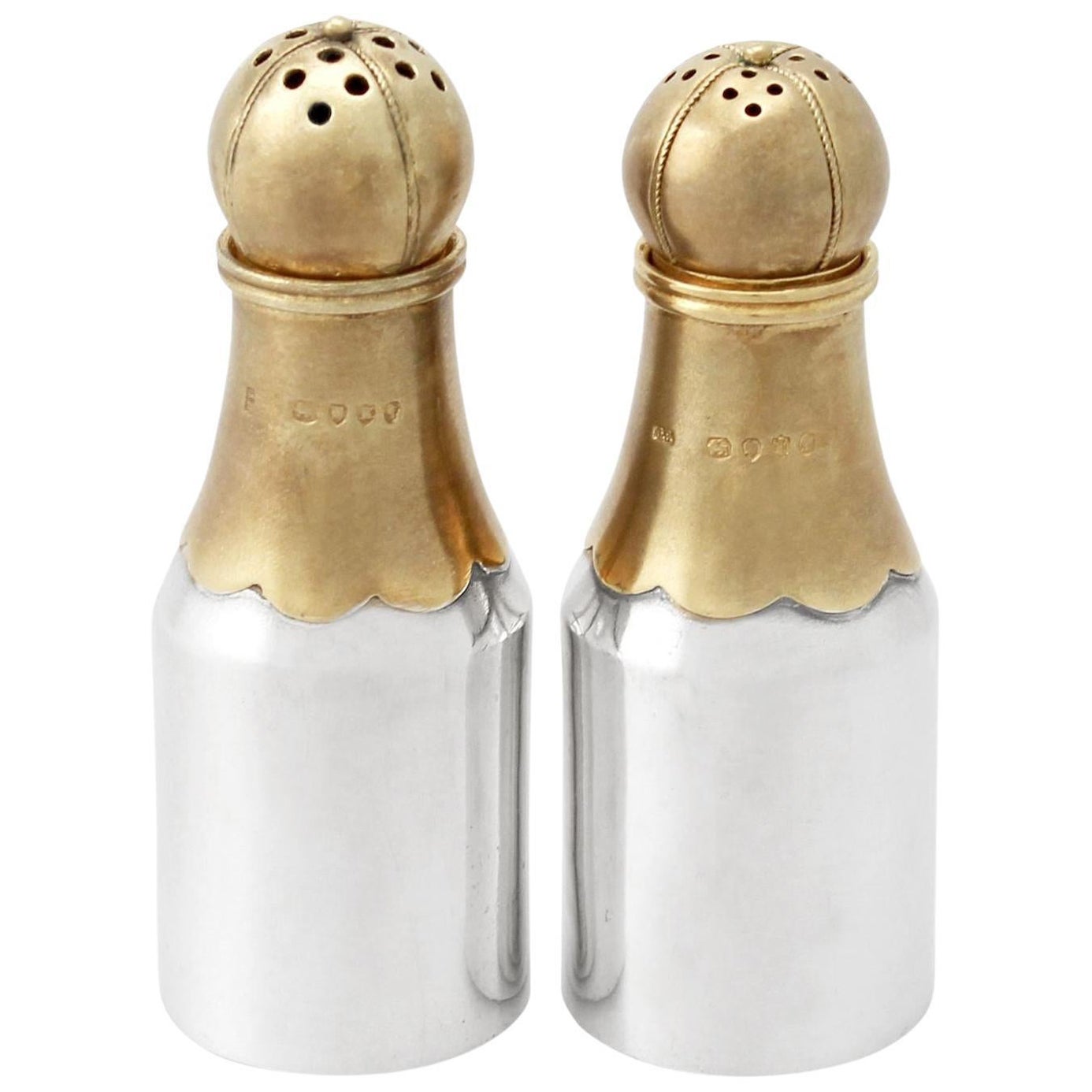 Antique Victorian Sterling Silver Pepper Shakers by George Heath, 1884
