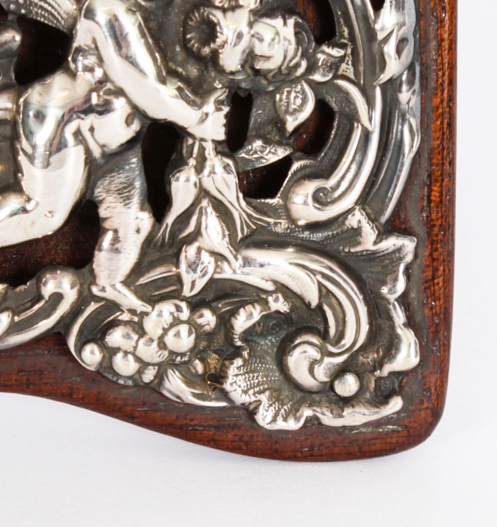 Marco de fotos antiguo victoriano de plata de ley William Comyns 1897 20x14cm Silver en venta