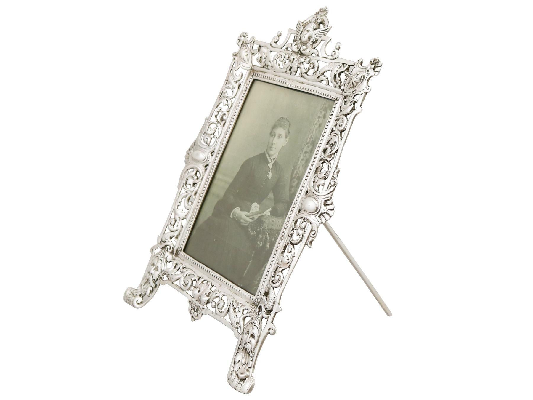 British Antique Victorian Sterling Silver Photograph Frame, 1881
