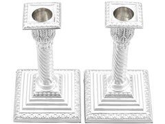 Antique Victorian Sterling Silver Piano Candlesticks (1890)