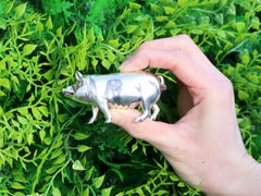 Antique Victorian Sterling Silver Pig Condiment Set