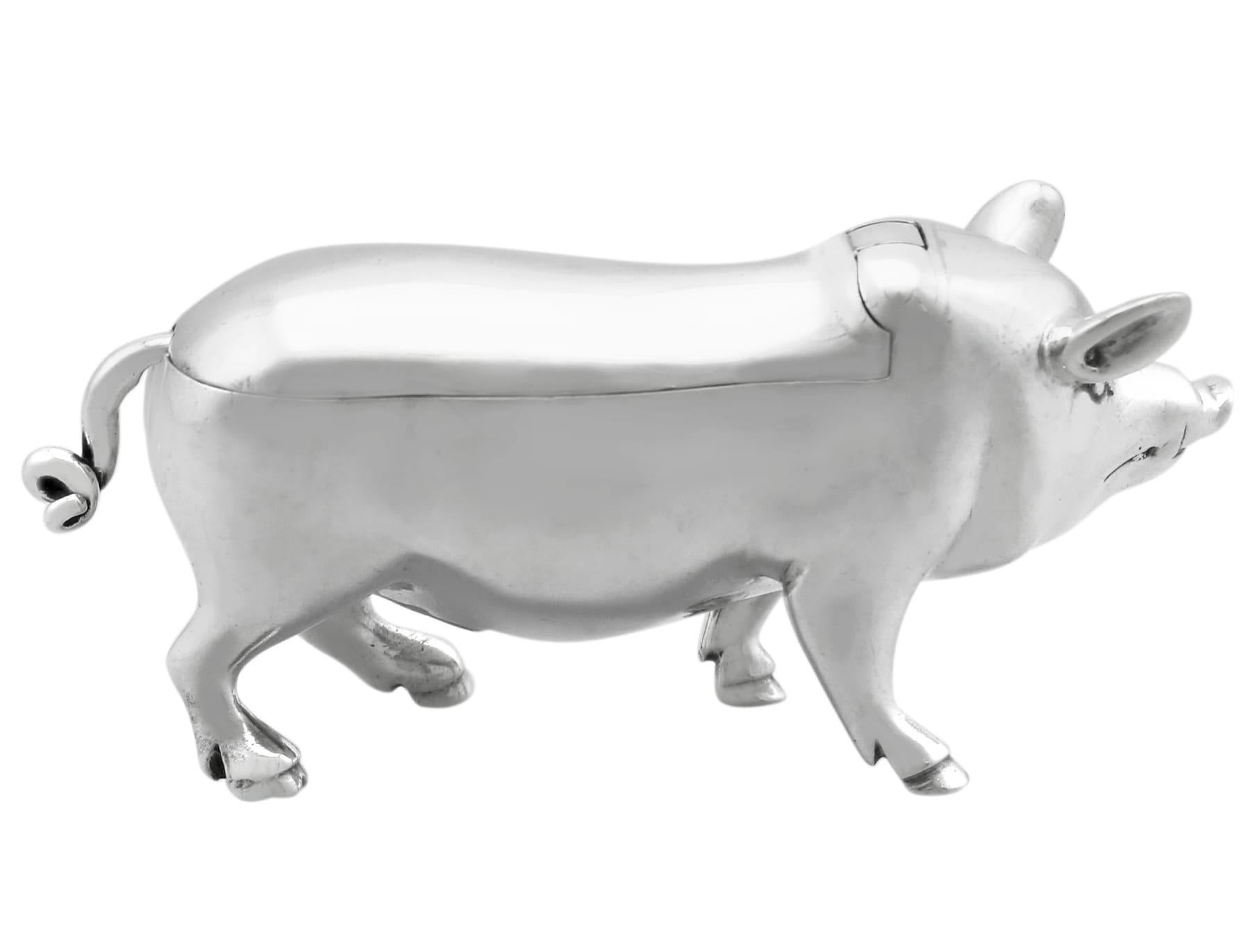 Late 19th Century Antique Victorian Sterling Silver Pig Condiment Set  For Sale