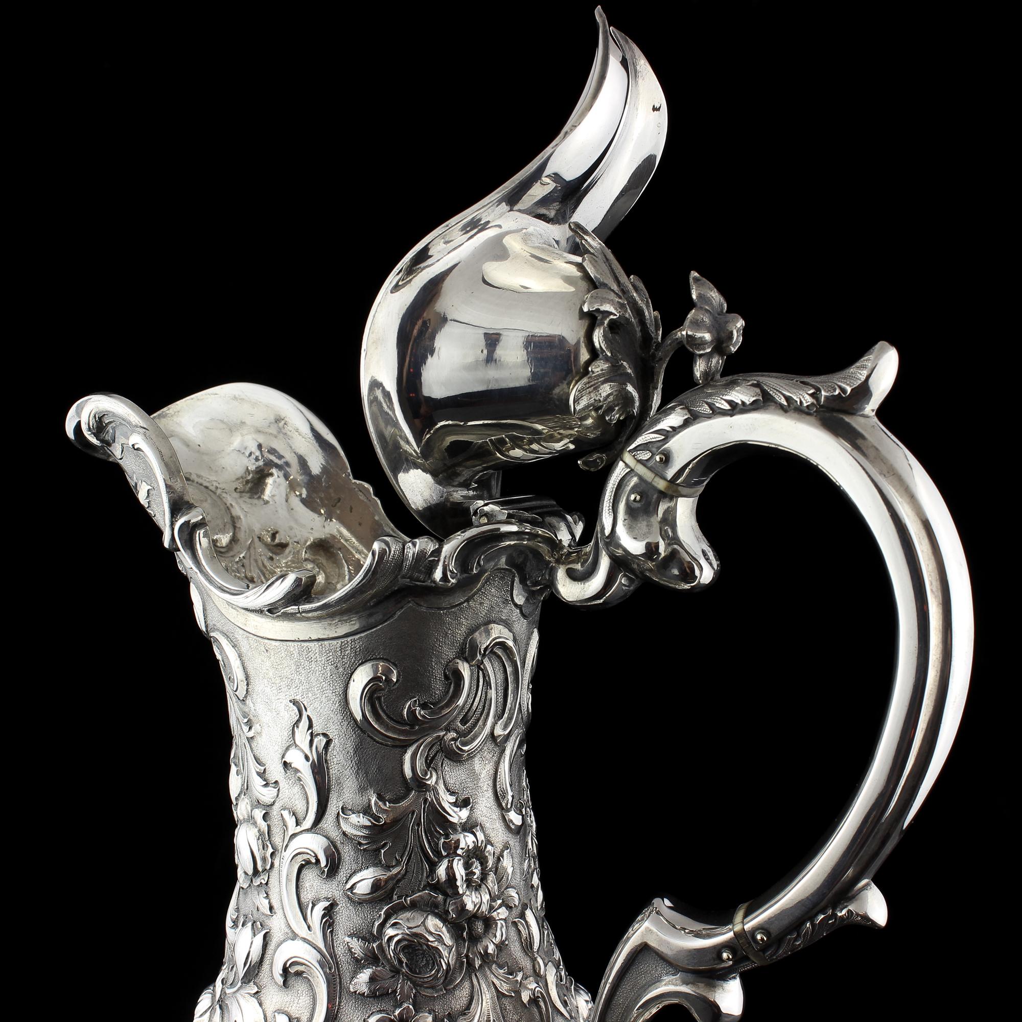 Antique Victorian Sterling Silver Pitcher or Ewer, Glasgow 1853 4