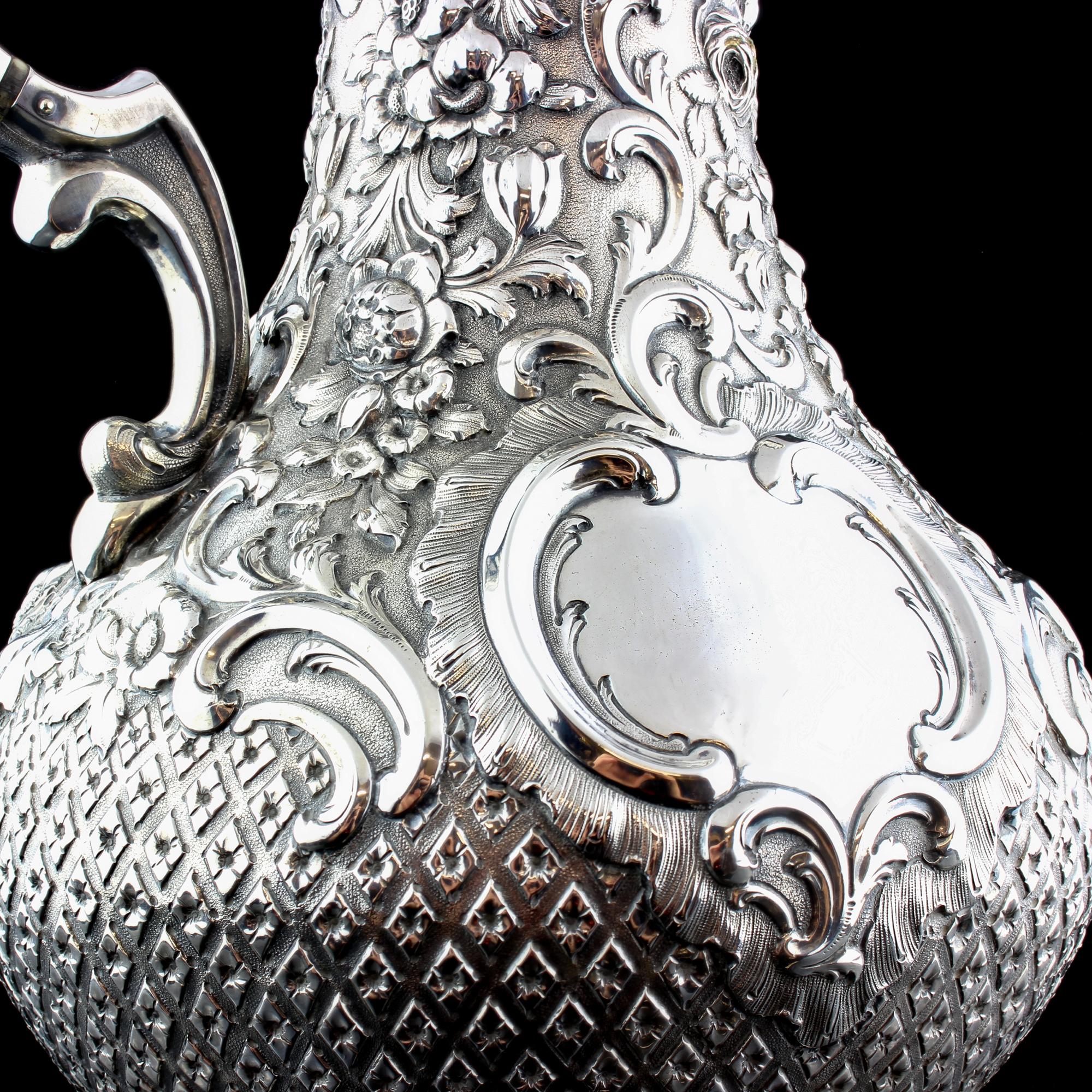 British Antique Victorian Sterling Silver Pitcher or Ewer, Glasgow 1853