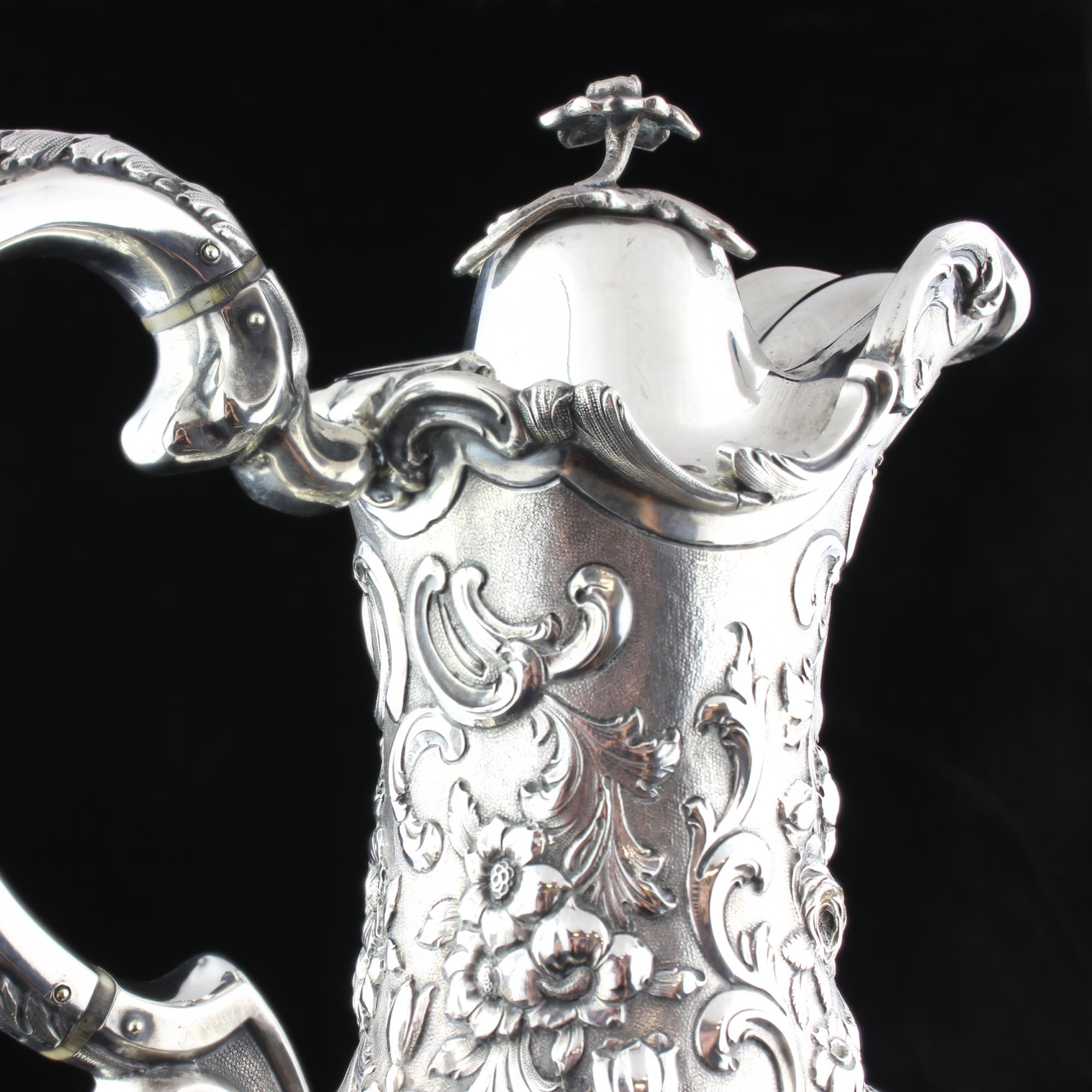 Antique Victorian Sterling Silver Pitcher or Ewer, Glasgow 1853 In Good Condition In Braintree, GB