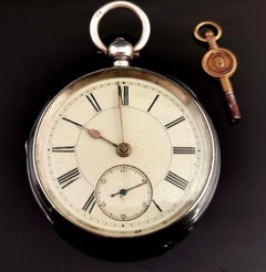 Antique Victorian Sterling Silver Pocket Watch, Fusee Movement