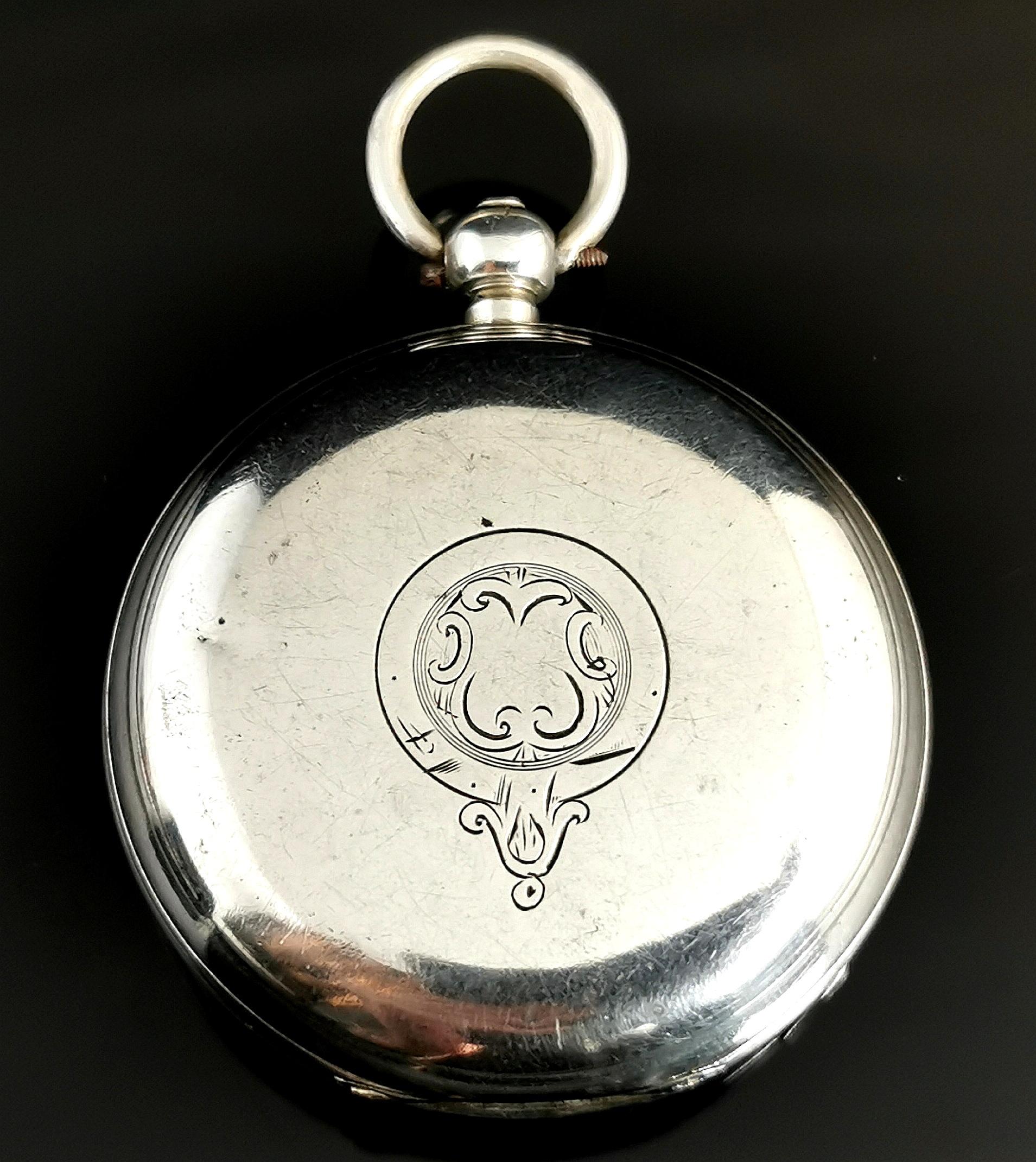 silver plated fusee pocket watch