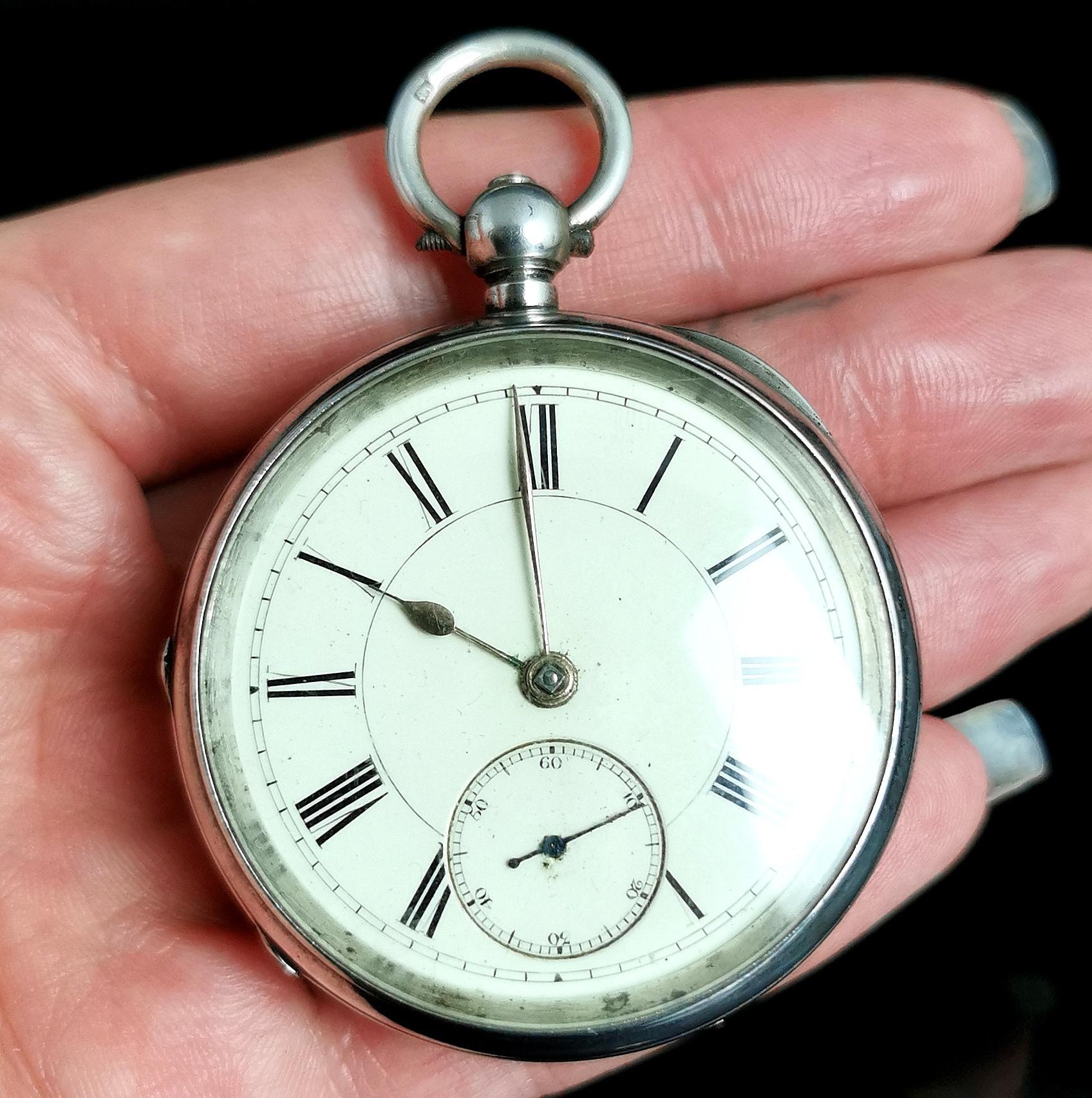Antique Victorian Sterling Silver Pocket Watch, Fusee Movement 2