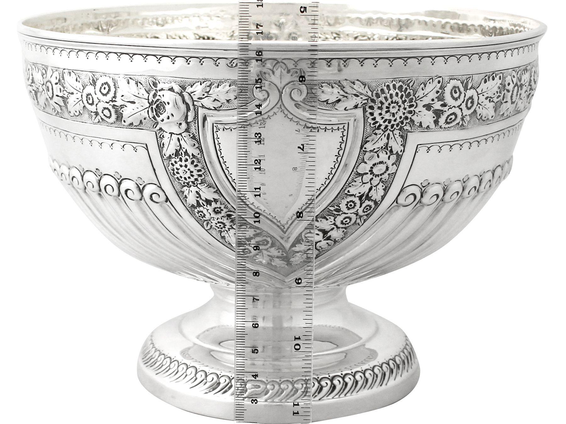 Antique Victorian Sterling Silver Presentation Bowl by Josiah Williams & Co For Sale 3