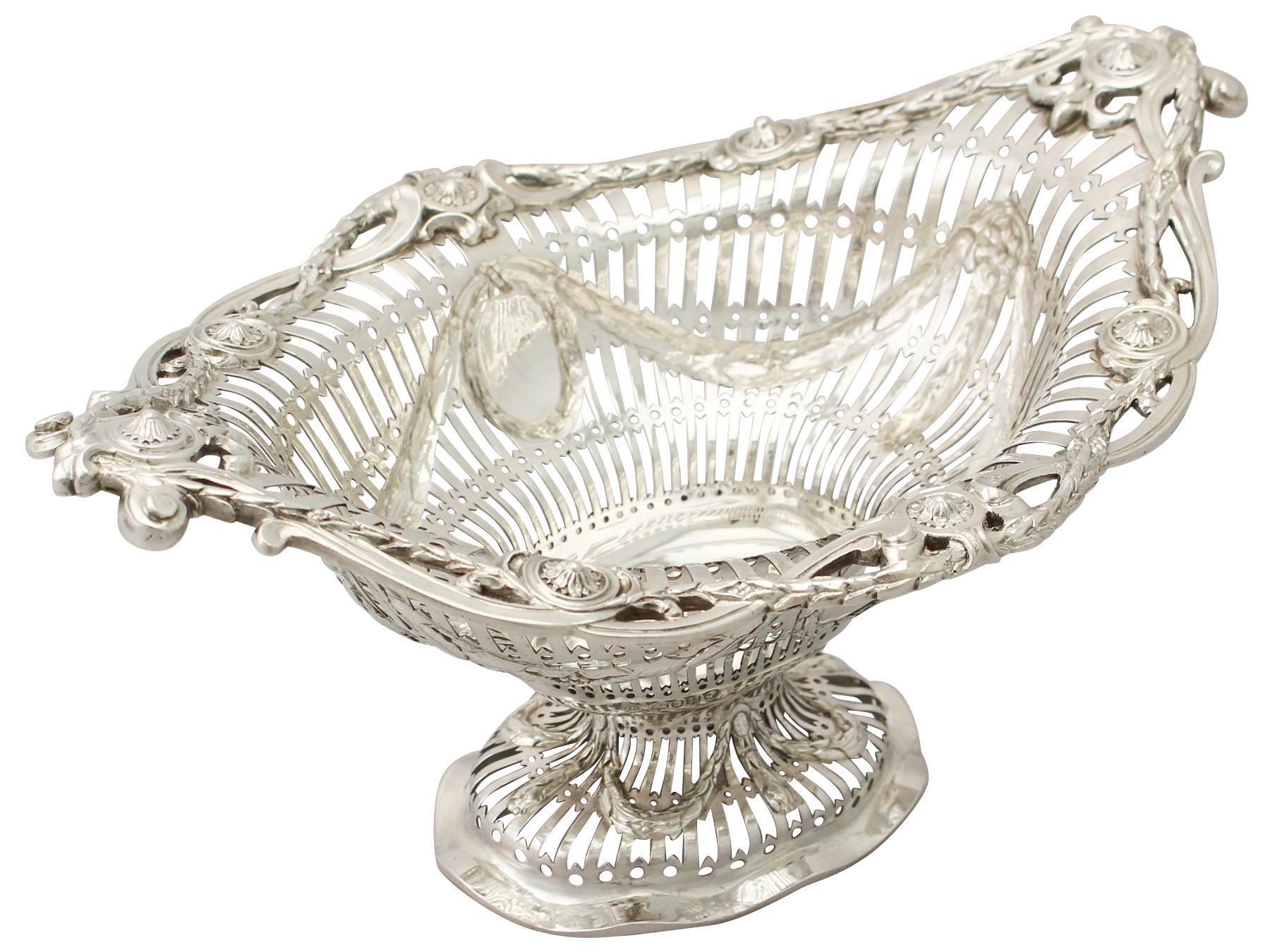 English 19th Century Antique Victorian Sterling Silver Presentation/Fruit Dish For Sale