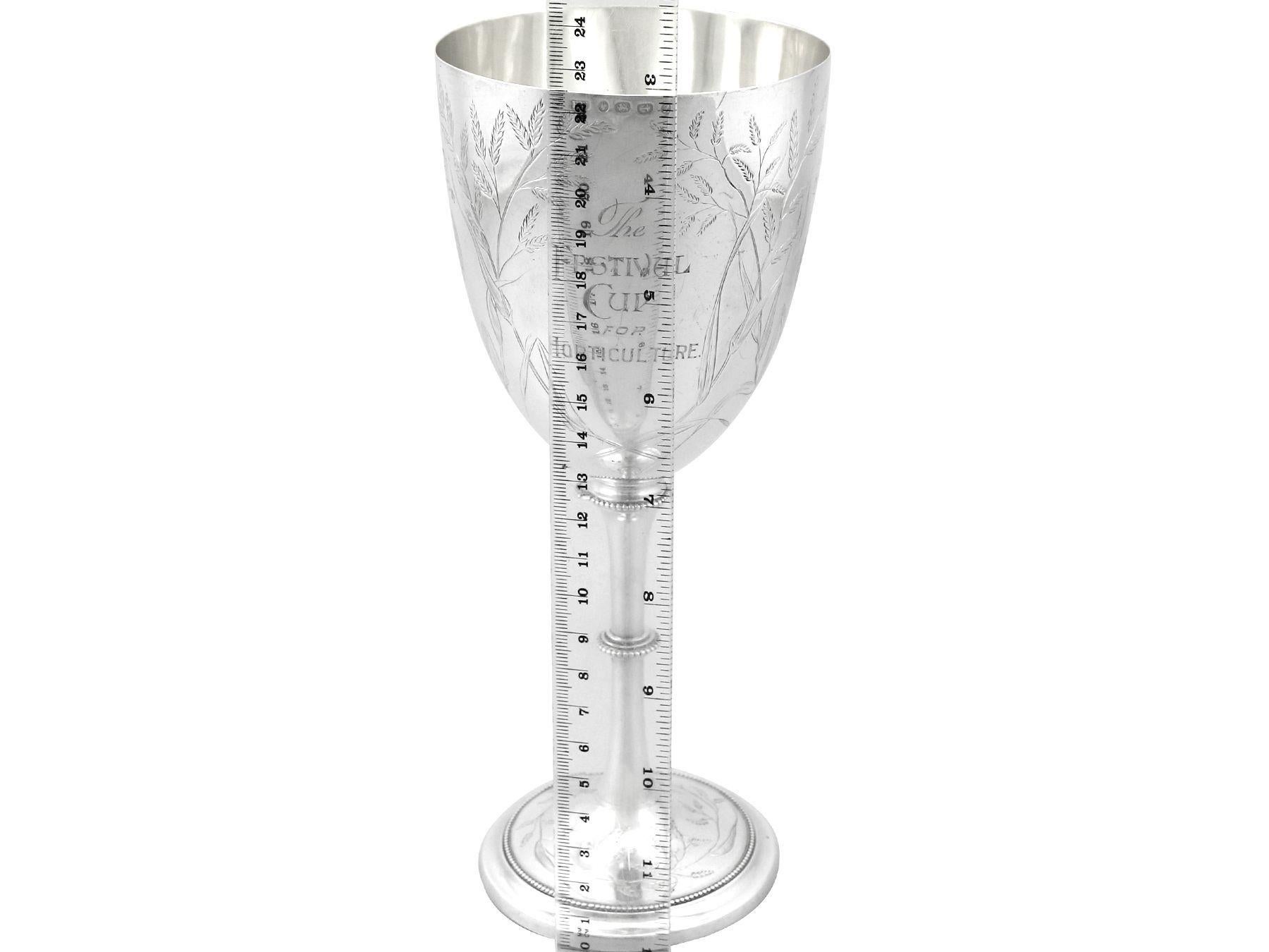Victorian Sterling Silver Presentation Goblet / Cup For Sale 10