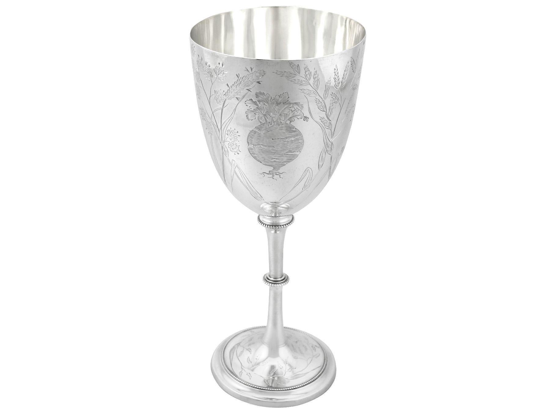 Victorian Sterling Silver Presentation Goblet / Cup In Excellent Condition For Sale In Jesmond, Newcastle Upon Tyne