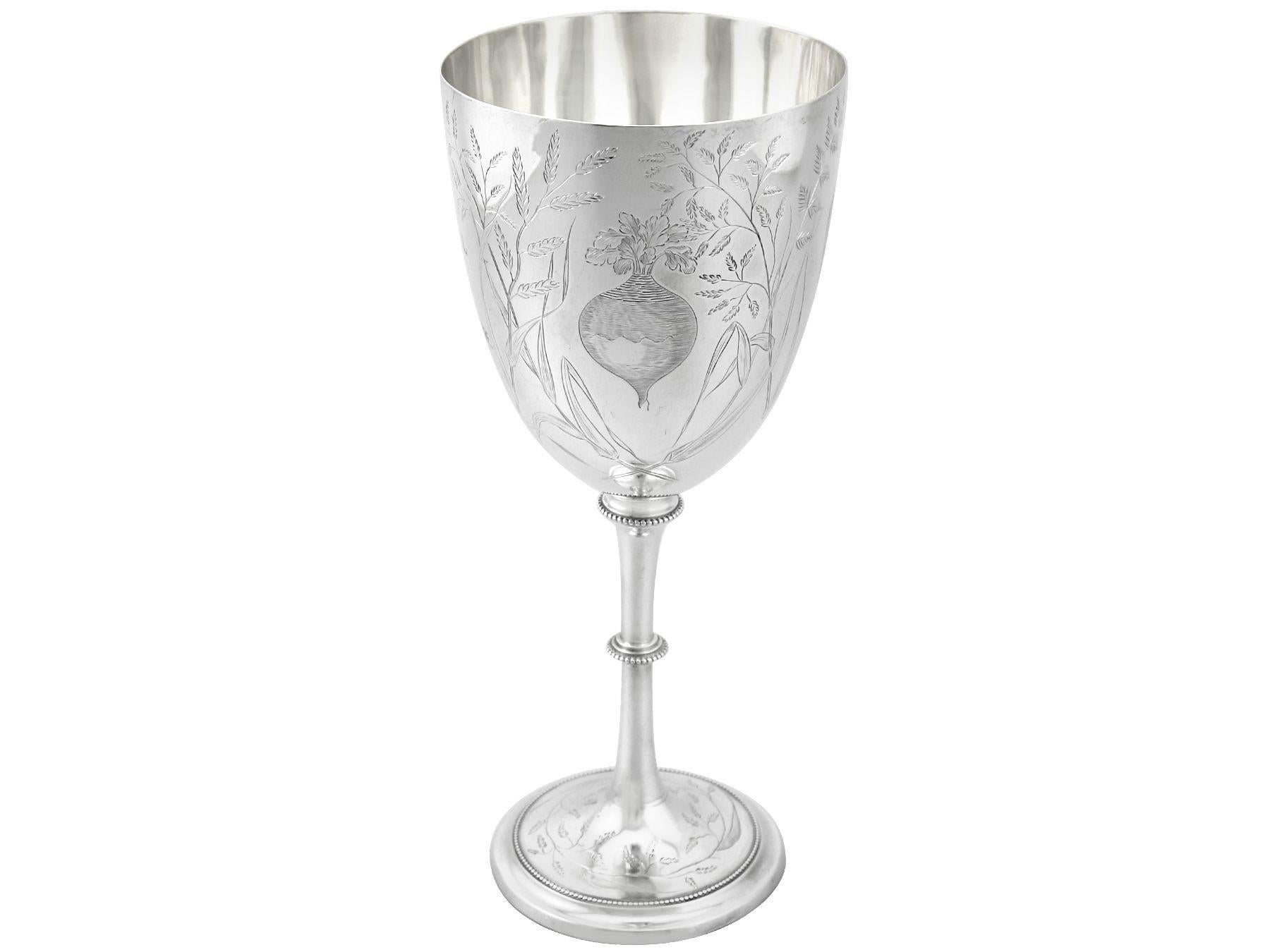 Victorian Sterling Silver Presentation Goblet / Cup For Sale 1