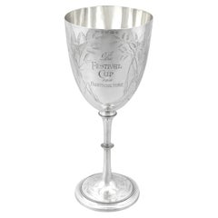 Antique Victorian Sterling Silver Presentation Goblet / Cup