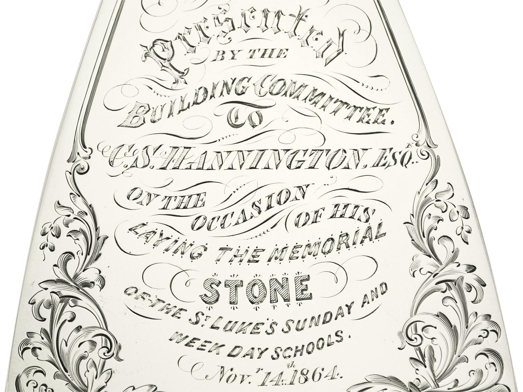 Mid-19th Century Antique Victorian Sterling Silver Presentation Trowel