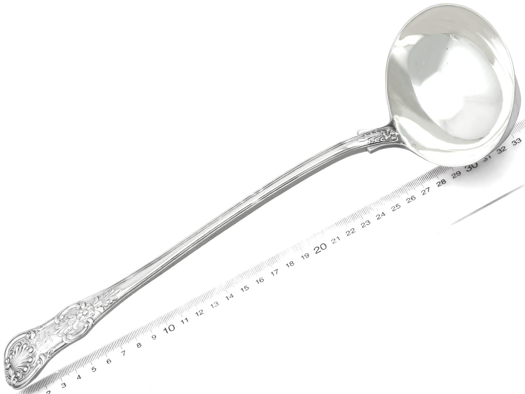 Antique Victorian Sterling Silver Queen's Pattern Soup Ladle by Mary Chawner For Sale 3