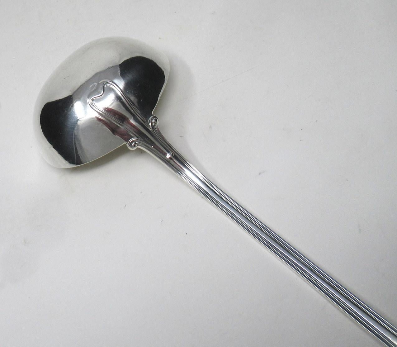 English Antique Victorian Sterling Silver Rat Tail Pattern Large 1851 Soup Ladle 9.9ozs For Sale