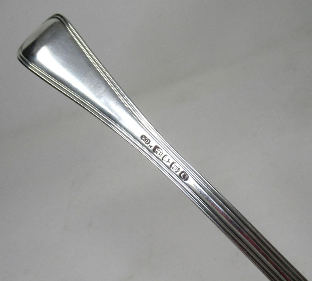 19th Century Antique Victorian Sterling Silver Rat Tail Pattern Large 1851 Soup Ladle 9.9ozs For Sale