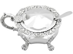 Antiguo tarro de mostaza victoriano de plata de ley estilo Regencia (1840)
