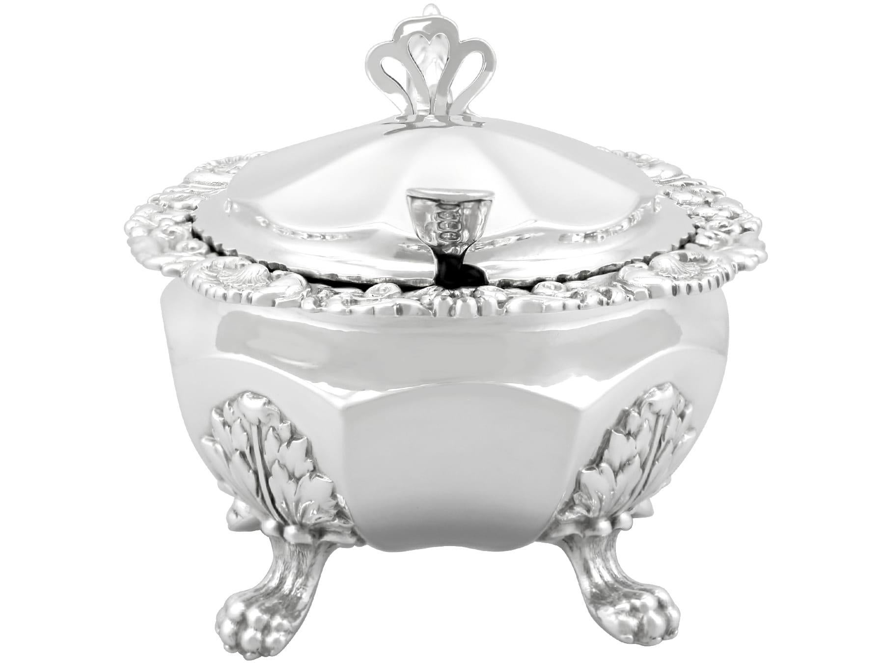English Antique Victorian Sterling Silver Regency Style Mustard Pot (1840) For Sale