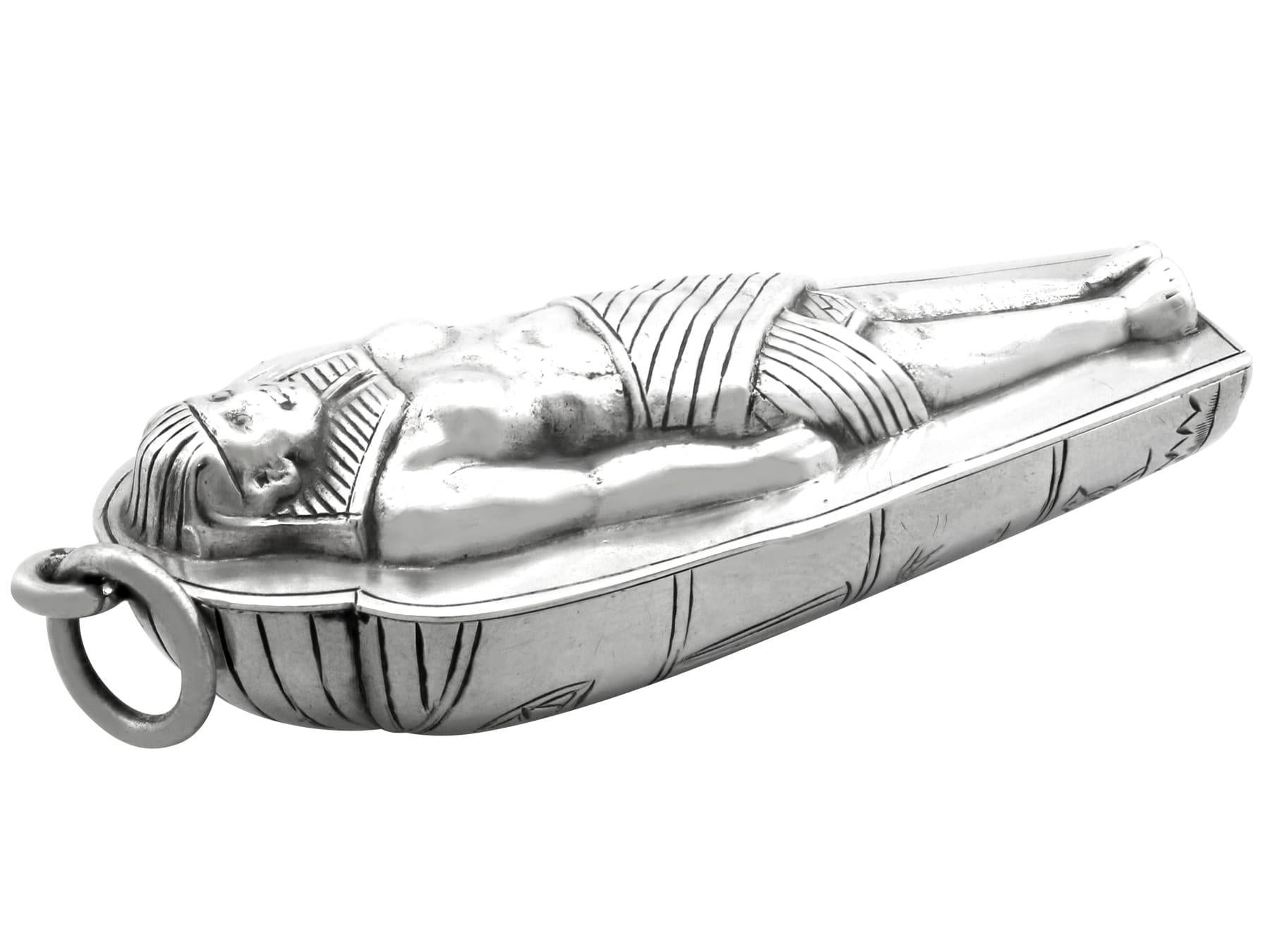 Victorian Sterling Silver Sarcophagus Vesta Case For Sale 2
