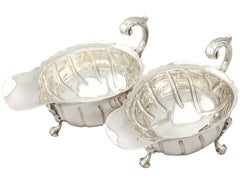 Antique Victorian Sterling Silver Sauceboats / Gravy Boats