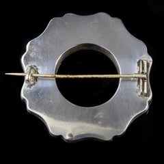 Antique Victorian Sterling Silver Scottish Agate Brooch, circa 1860