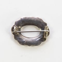 Antique Victorian Sterling Silver Scottish Agate Pebble Brooch Pin