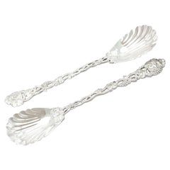 Antique Victorian Sterling Silver Serving Spoons, 1850