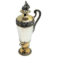 Antique Victorian Sterling Silver and Silver Gilt Ewer / Jug, 1863