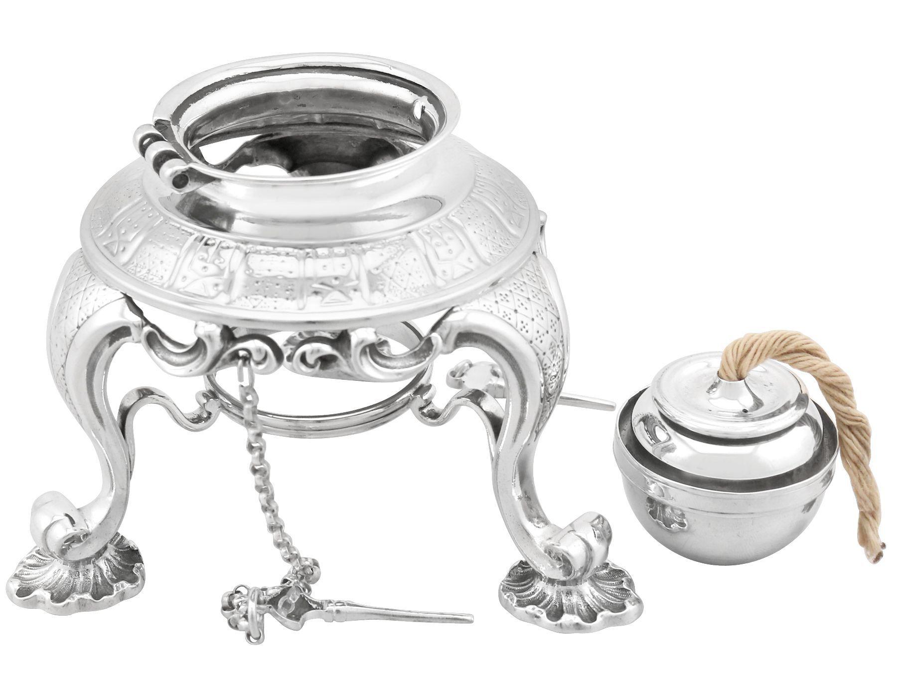 Antique Victorian Sterling Silver Six Piece Bachelor Tea and Coffee Service For Sale 7