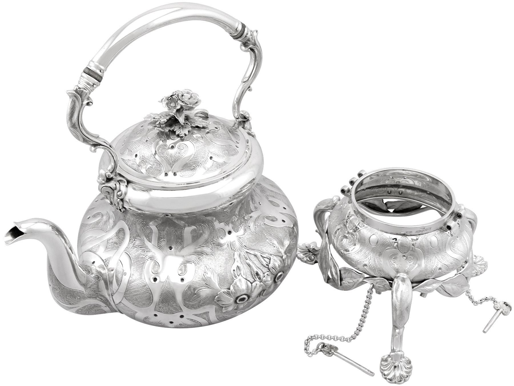 Antique Victorian Sterling Silver Spirit Kettle In Excellent Condition For Sale In Jesmond, Newcastle Upon Tyne