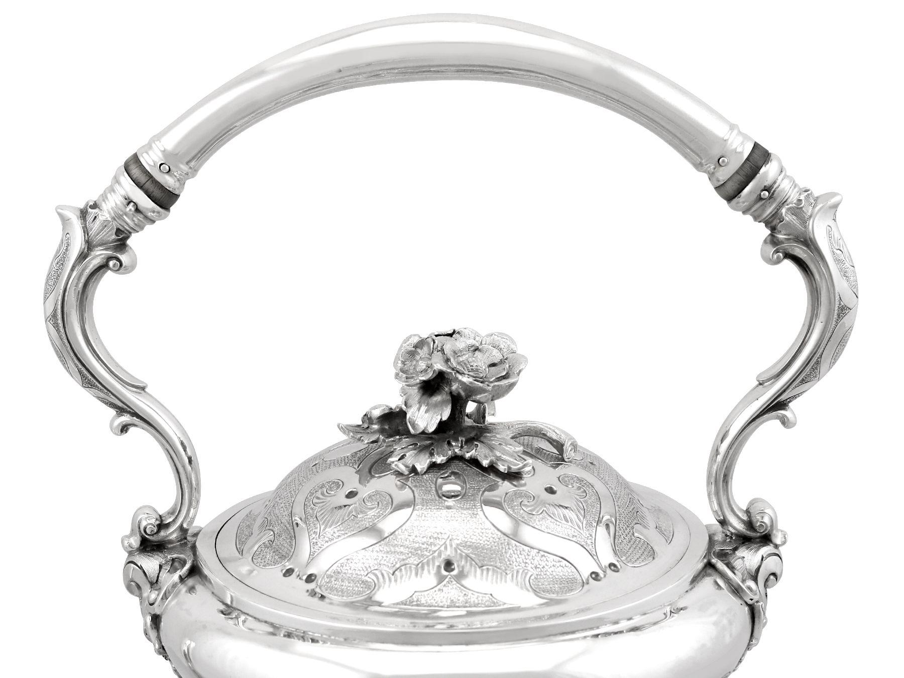 Antique Victorian Sterling Silver Spirit Kettle For Sale 1