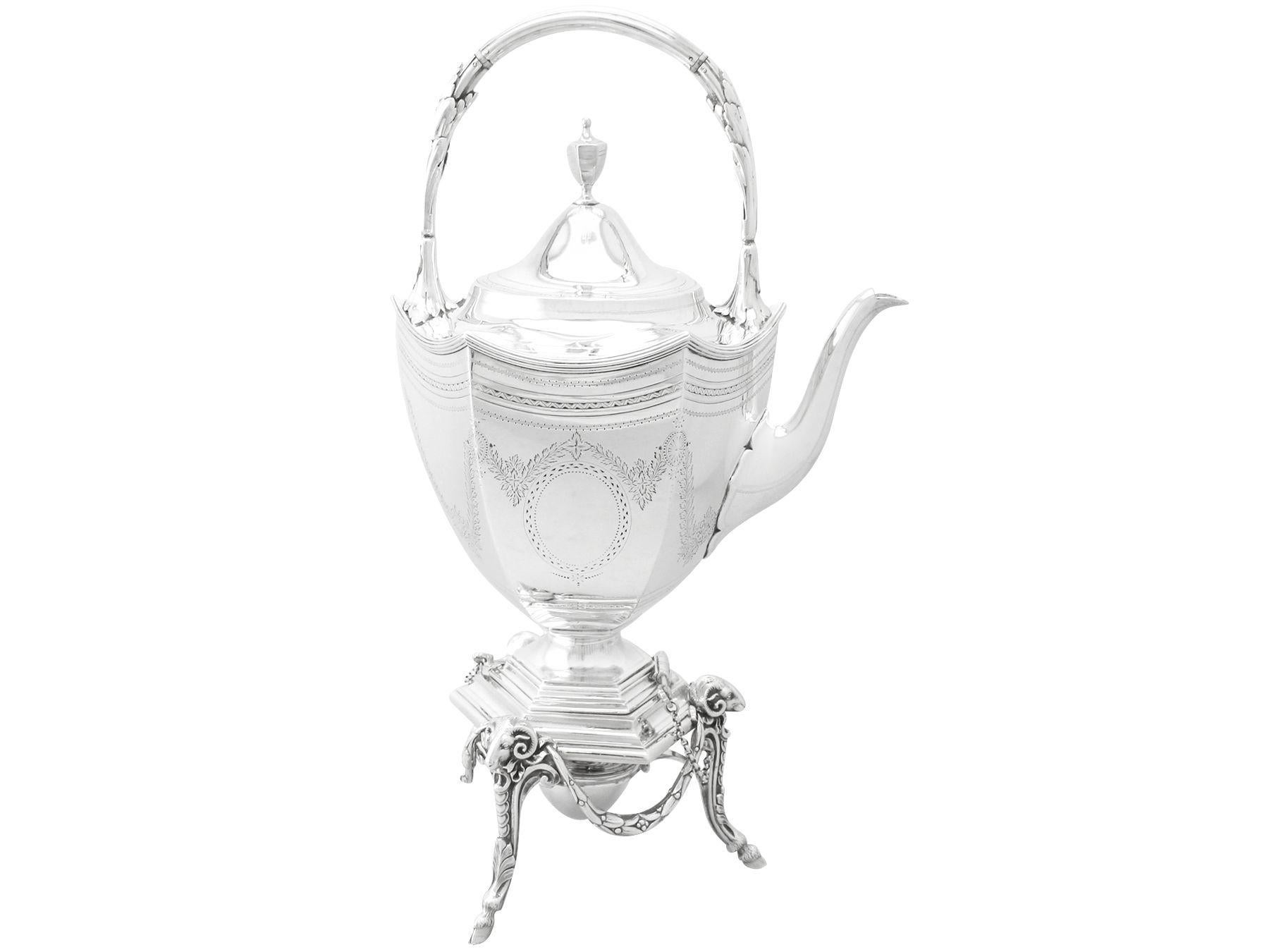 Late 19th Century Antique Victorian Sterling Silver Spirit Kettle by Barnard & Sons Ltd For Sale